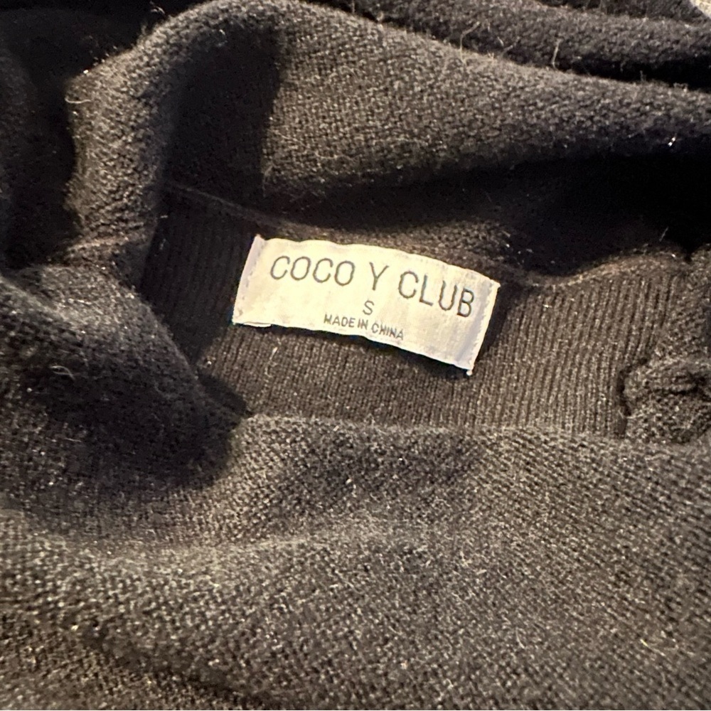 Coco y Club | womens small black long sleeve turtleneck sweater dress with tie - Picture 4 of 6